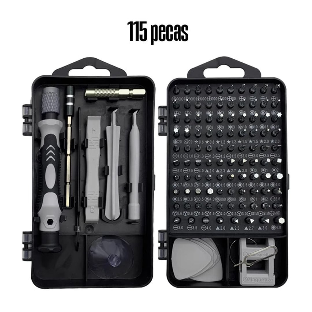 Jogo Chaves De Fenda Precisão Com 115 peças 1 Kit Ferramentas Novo P/ Manutenção Celular Notebook Tablet Reparação