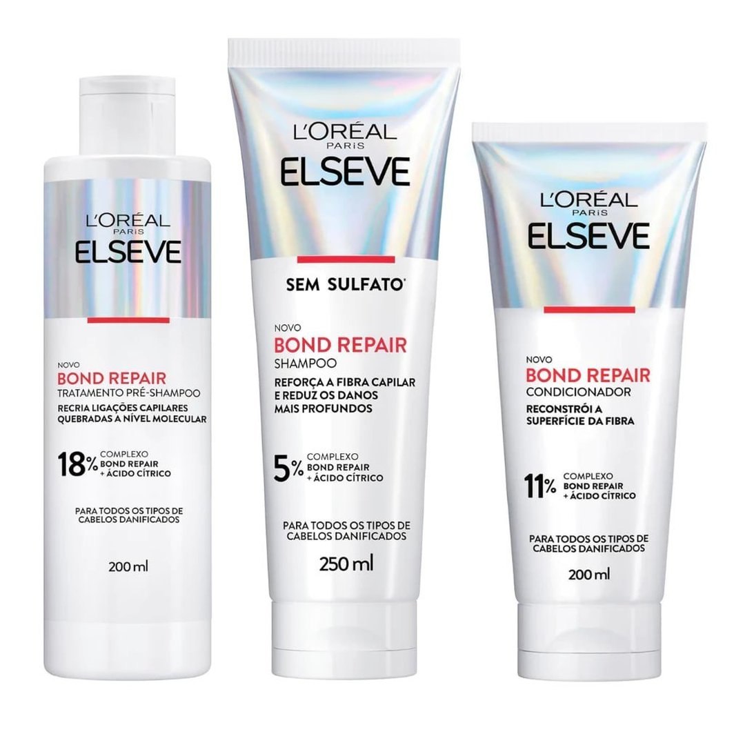 Kit Tratamento Pré Shampoo 200ml + Shampoo 250ml + Condicionador 200ml Elseve Bond Repair L'Oréal Paris
