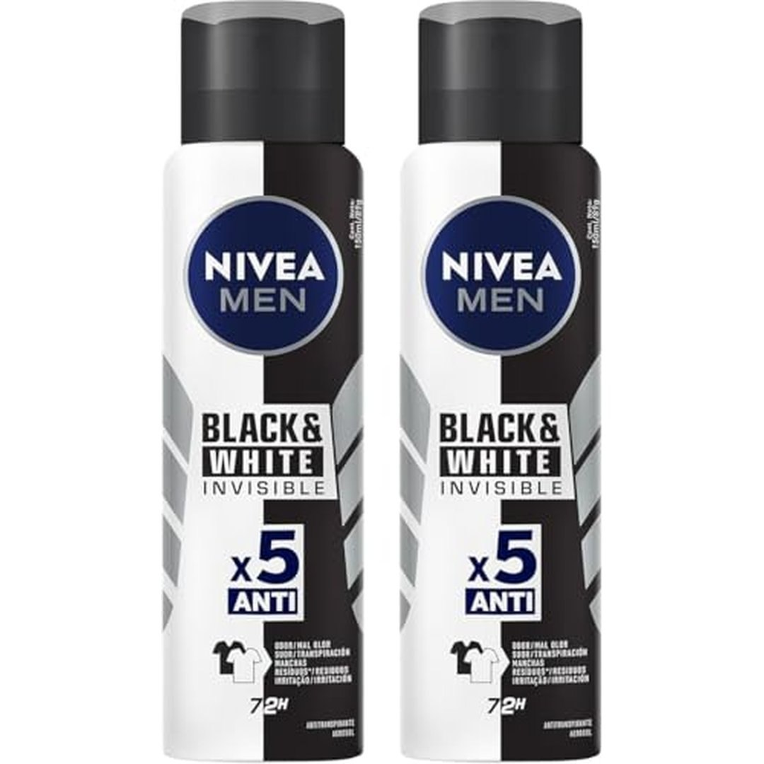 Kit NIVEA Desodorante Aerosol Men Black&White Invisible - 2unds.