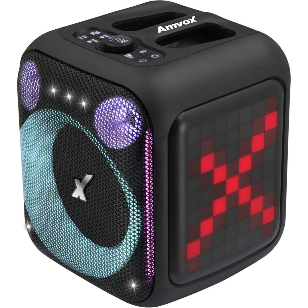Amvox Caixa de Som Amplificada ACA 410 NEON – 410W RMS, Woofer de 6”, Bluetooth, Iluminação LED, Equalizador, Entrada USB/TF, Bateria de até 4h