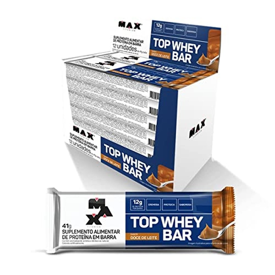 Max Titanium Top Whey Bar — 12 Unidades de 41g (Doce de Leite)