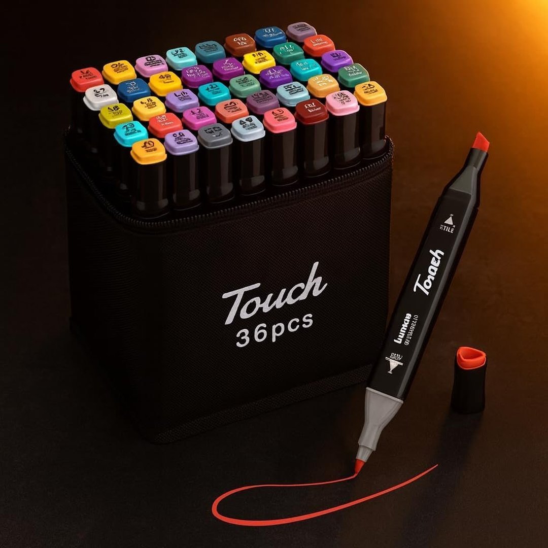 Kit Canetinha de 36 Canetas Marcador Permanente Ponta Dupla Touch Coloridas