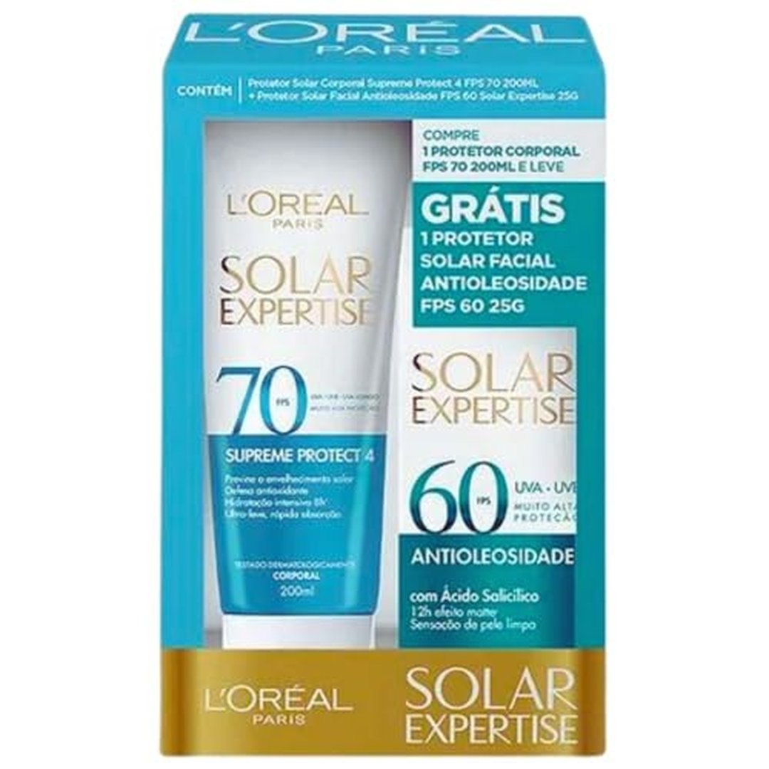 KIT SOLAR EXPERTISE CORPORAL 200ml + PROTETOR FACIAL ANTIOLEOSIDADE 25g