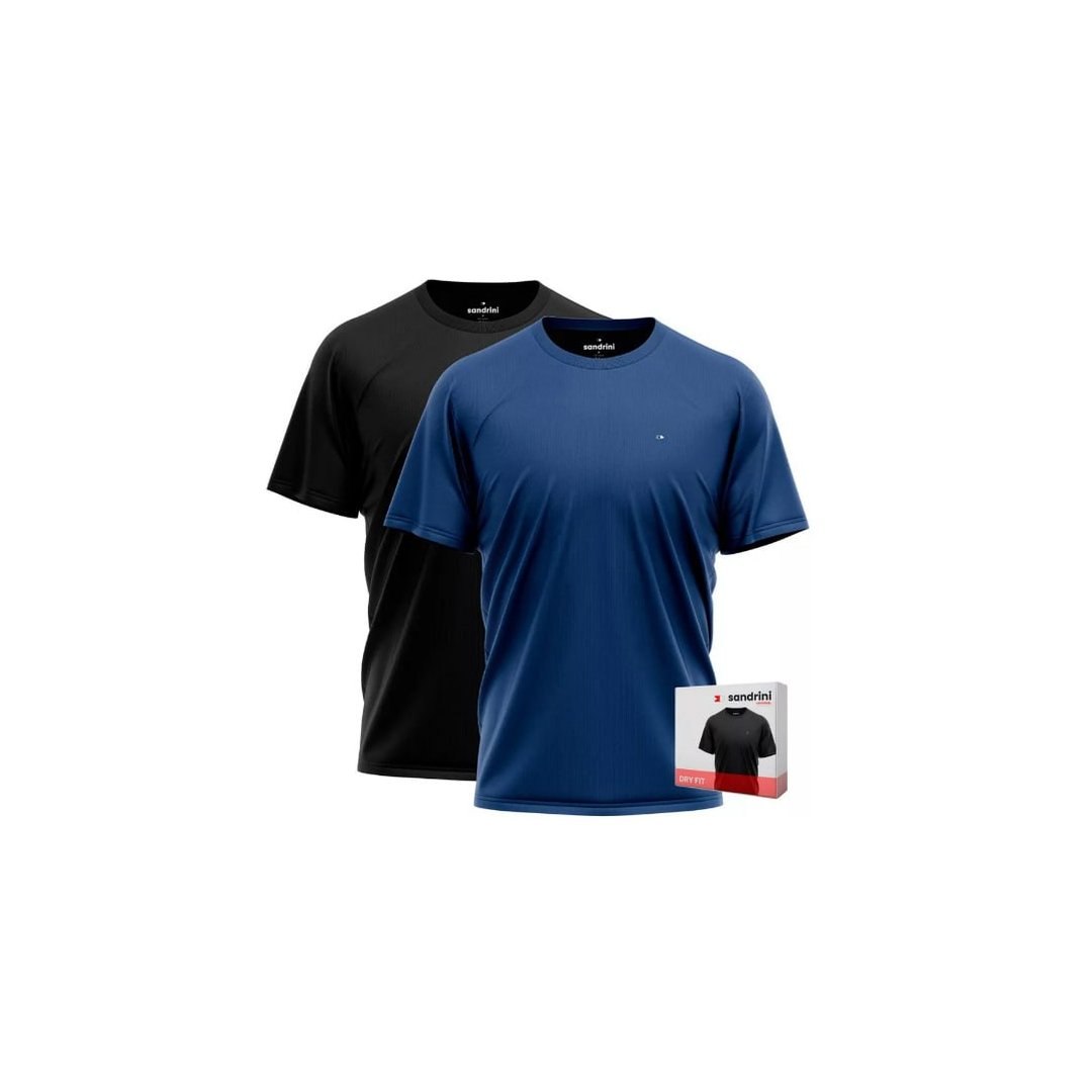 Kit 2 Camisetas Fitness Dry Fit Premium Sandrini Manga Curta Treino UV