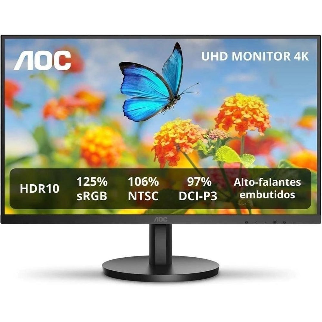 Monitor AOC 27" IPS 4K HDR10 alto falantes Integrados
