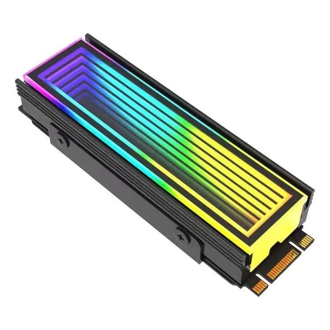 Dissipador De Calor SSD M.2 NVMe 2280 ARGB 5V 3 Pinos Efeito Infinito Led Alumínio Aura Sync,Refrigeração ultrarrápida
