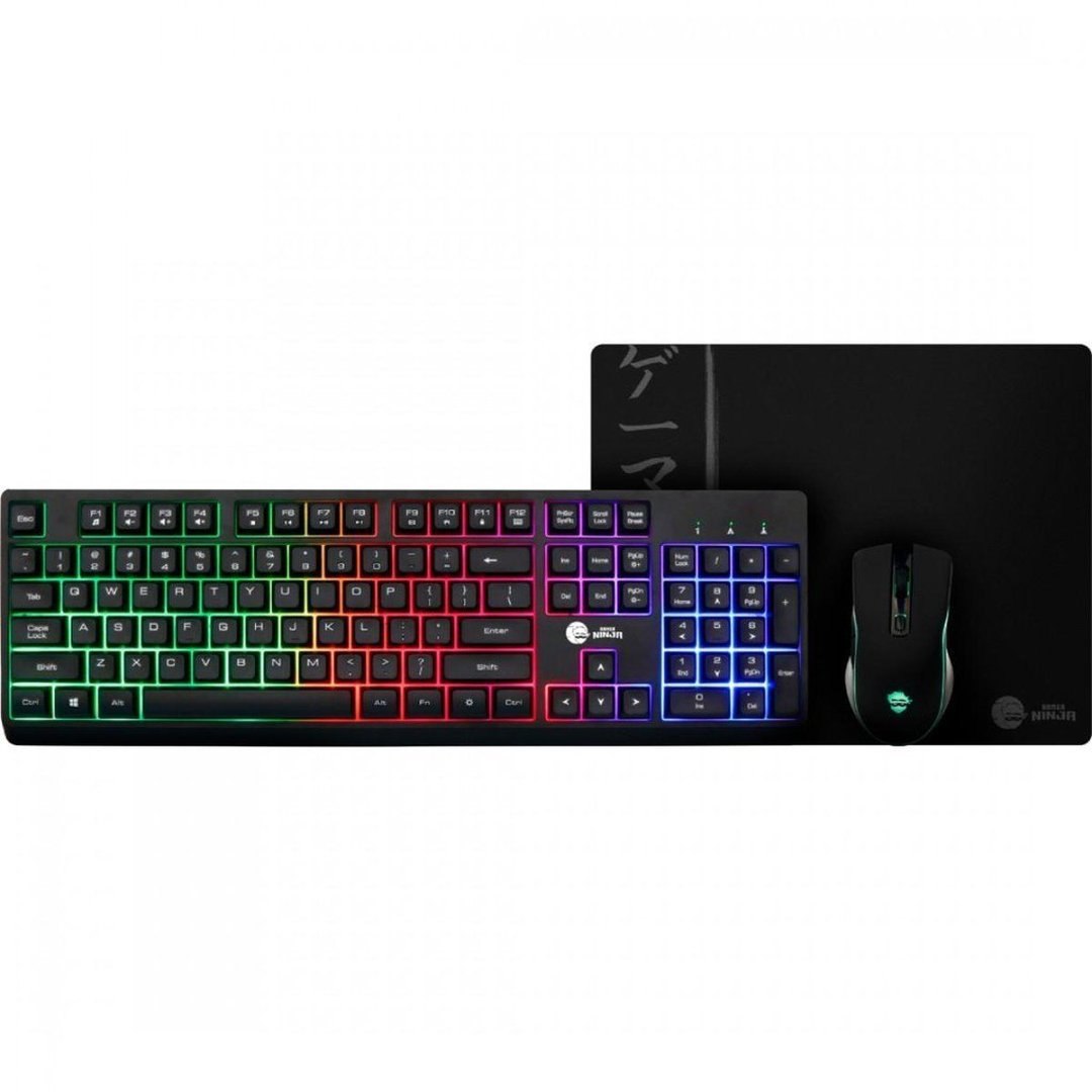 Combo Gamer Ninja Legacy 3 Em 1, Teclado, Mouse e Mousepad, USB, RGB, Preto, Gn-Cg-Lgtmpb