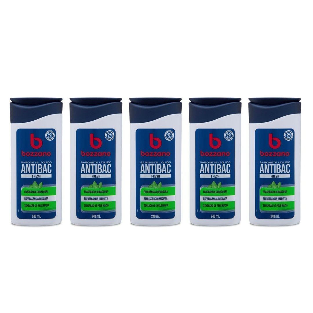 5x Bozzano Sabonete Líquido Antibac Fresh 240ml