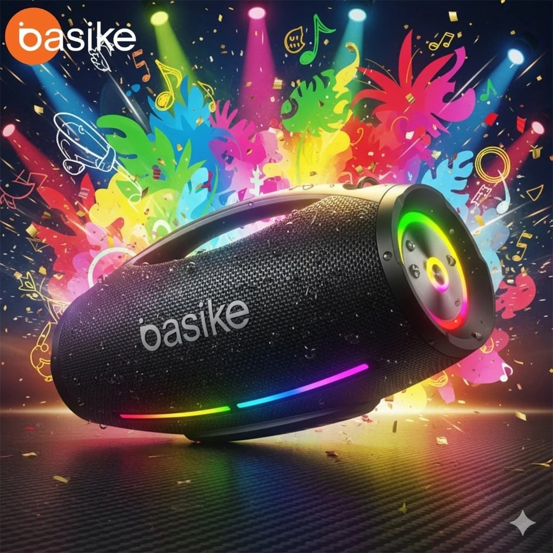 Basike Caixa de Som Boombox Plus Bluetooth 200w IpX6 Bateria 12 Horas Som Potente Preto Ba-RAD304