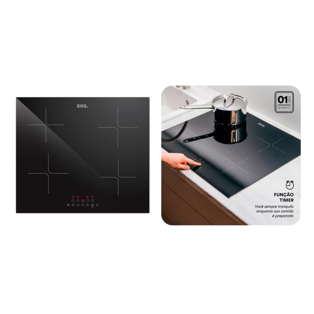 Cooktop de Indução 4 Bocas Eos 7200w Preto Eci04ep2