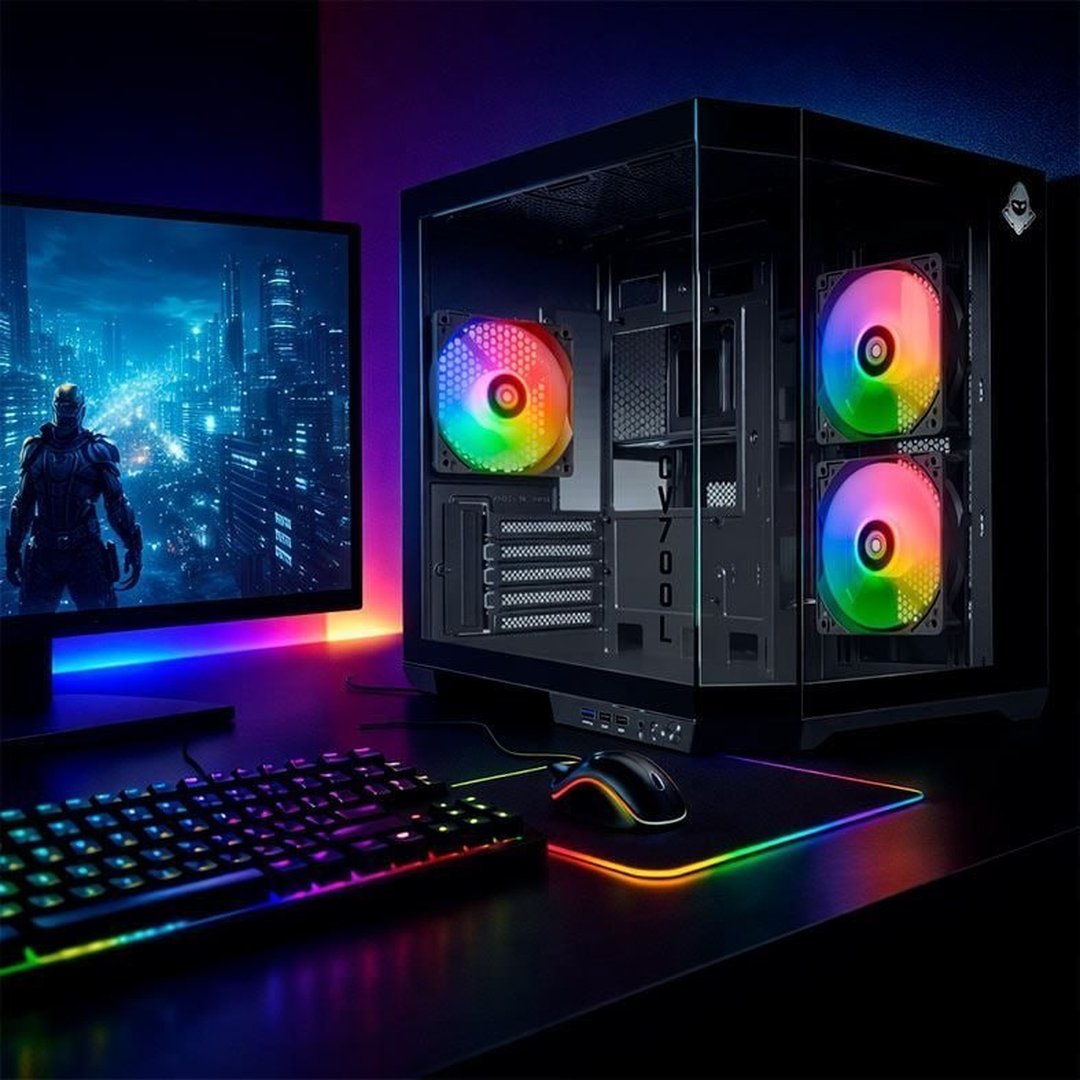 Gabinete Gamer Mancer CV700L, Mid Tower, Lateral De Vidro, 3 Fans ARGB