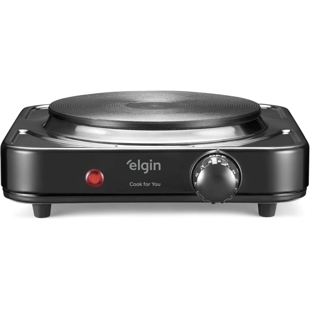 Elgin, Fogão Elétrico Portátil Cooktop de Mesa, 1 Boca, 5 opções de temperatura, 1000W, Preto, 110V