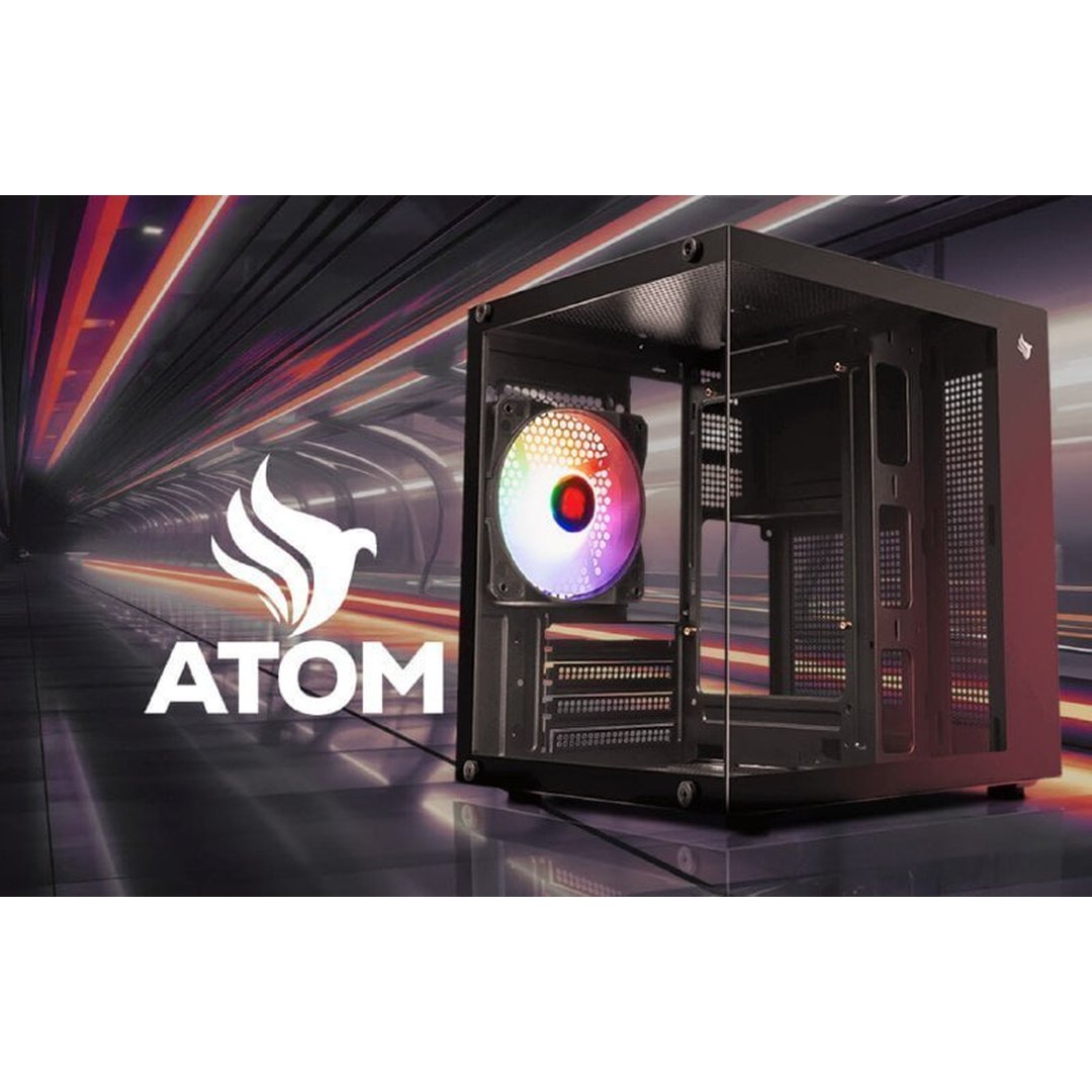 Gabinete Gamer Aquário Pichau Atom, Mini-Tower, Lateral de Vidro, Com 1 Fan