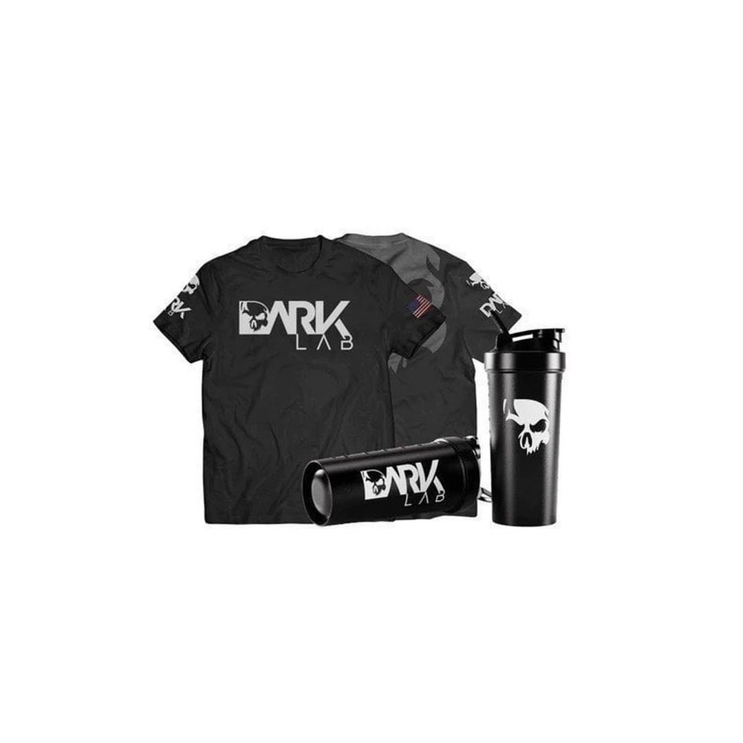 Kit Camiseta Caveira Dry-Fit + Coqueteleira Fuse 700ml Preta Dark Lab