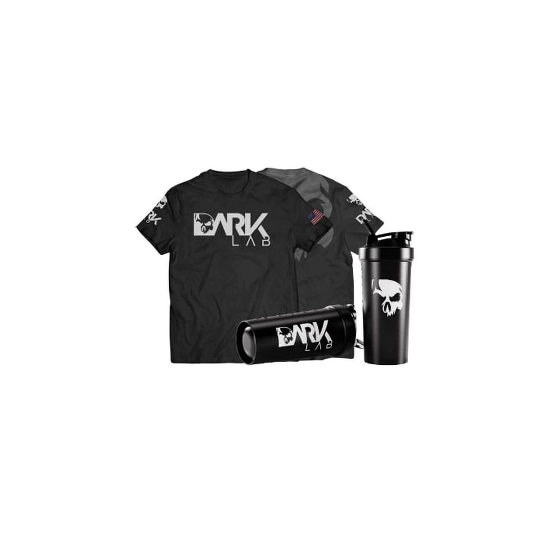 Kit Camiseta Caveira Dry-Fit + Coqueteleira Fuse 700ml Preta Dark Lab