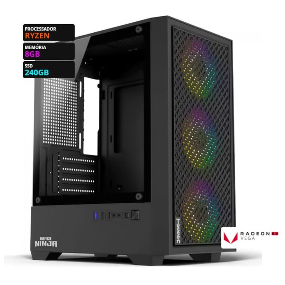Pc Gamer Soldier, Ryzen 5 5600gt, 8GB DDR4, SSD 240GB, Radeon Graphics Vega 7