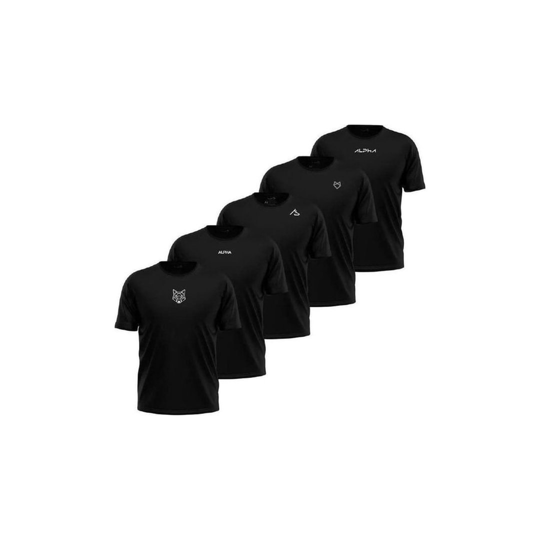 Kit 5 Camisetas Dry All Black Alpha