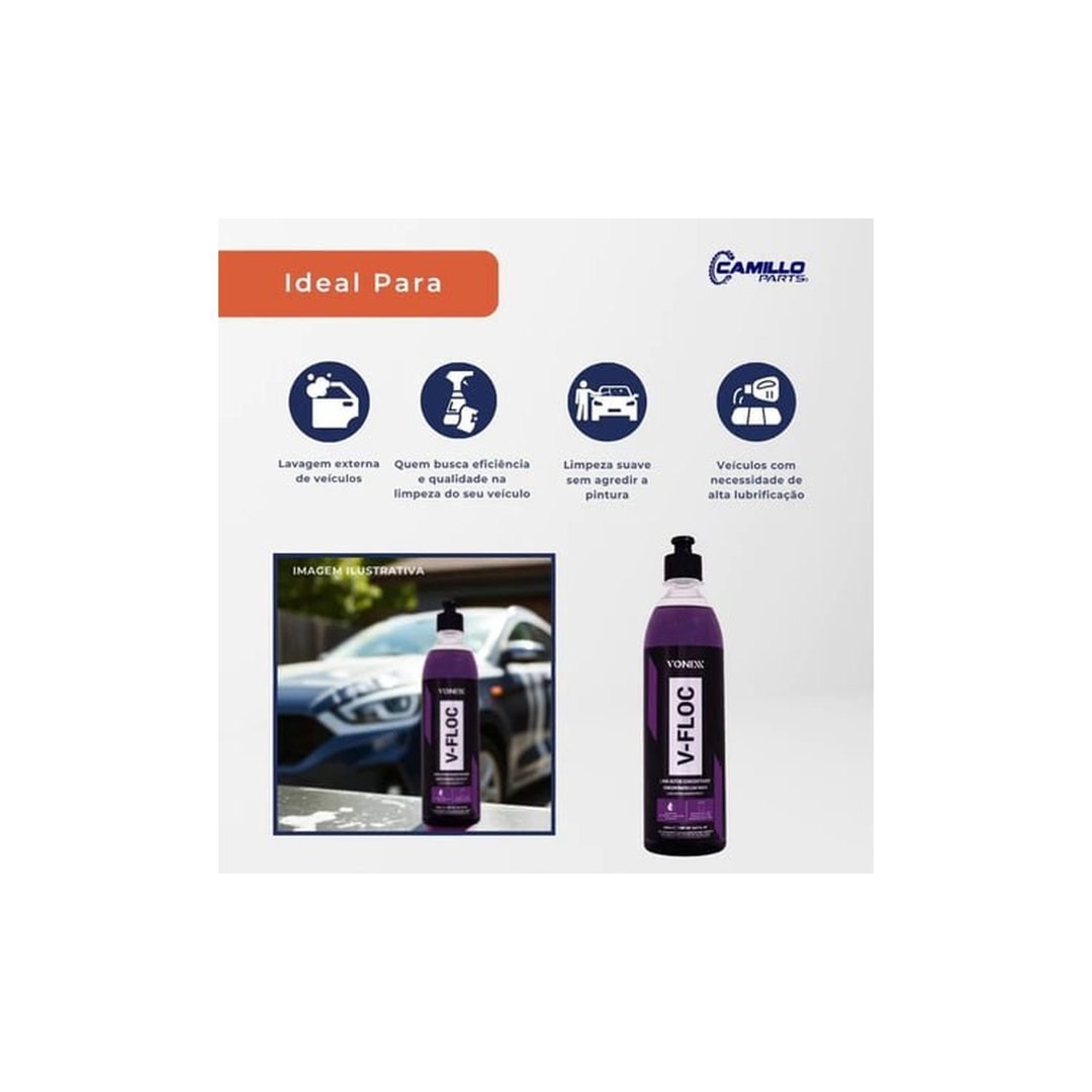 Shampoo Automotivo V-Floc 500ml Vonixx Concentrado Limpeza e Brilho Alta Performance