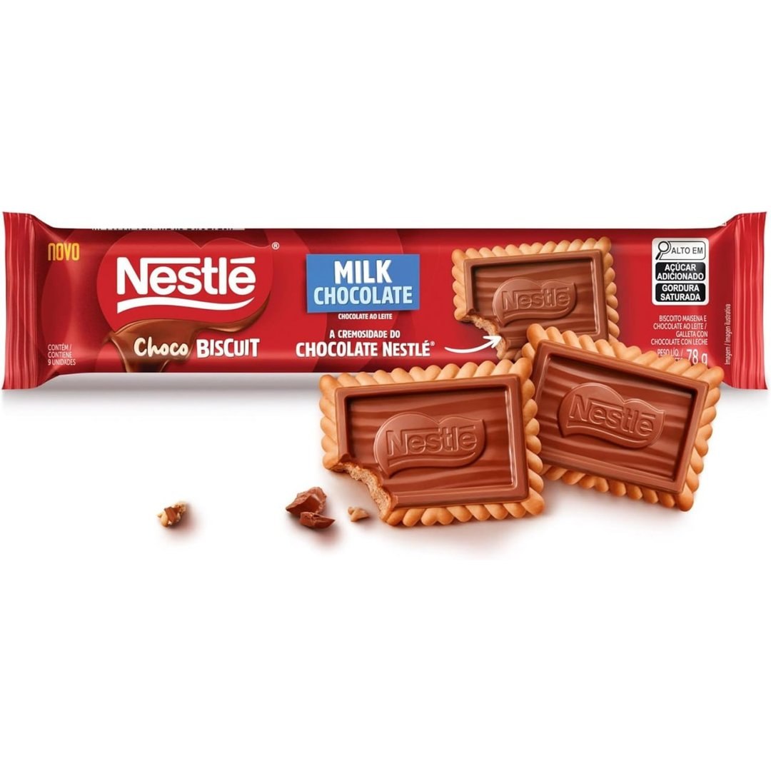 Biscoito com Chocolate Chocobiscuit NESTLÉ Ao Leite 78g