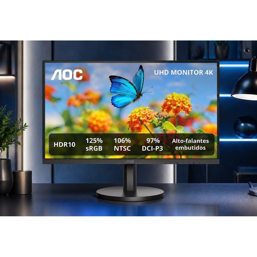Monitor 27 4K U27B3A/57 HDR10 Alto falantes Integrados Bivolt AOC