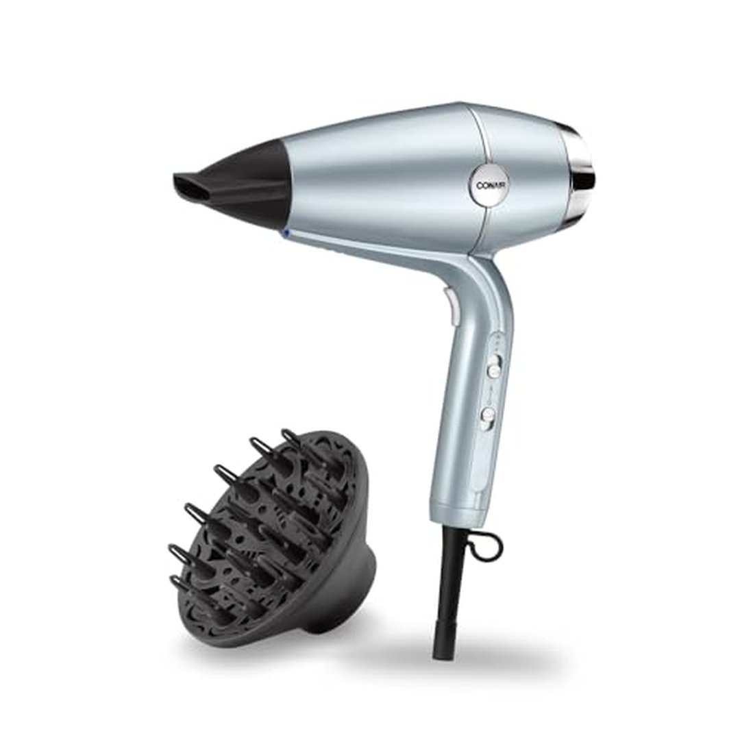 Secador de Cabelo Conair Hydro-Fusion com Difusor,1875W Prateado, 127V