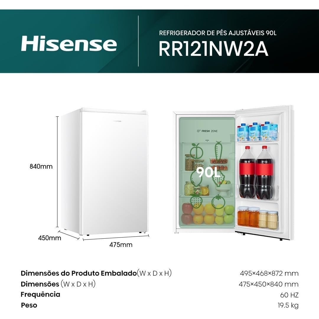 Frigobar Hisense 90 Litros Branco RR121NW2A – 220 Volts