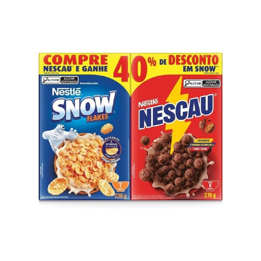 Kit Cereal Matinal Chocolate Nescau 210g + Snow Flakes 230g Mais Economia