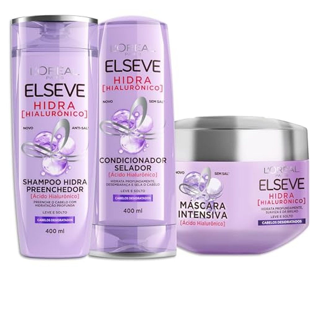 L'Oréal Paris Elseve Hidra Hialurônico Kit Shampoo 400ml + Condicionador 400ml + Máscara 300g