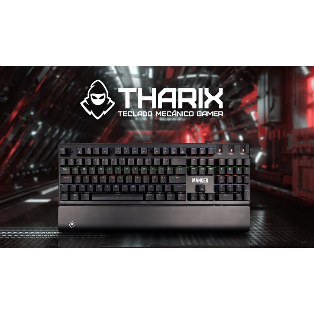 Teclado Mecanico Mancer Tharix, Rainbow, ABNT2, Switch Vermelho, Preto, MCR-THX-RBW01