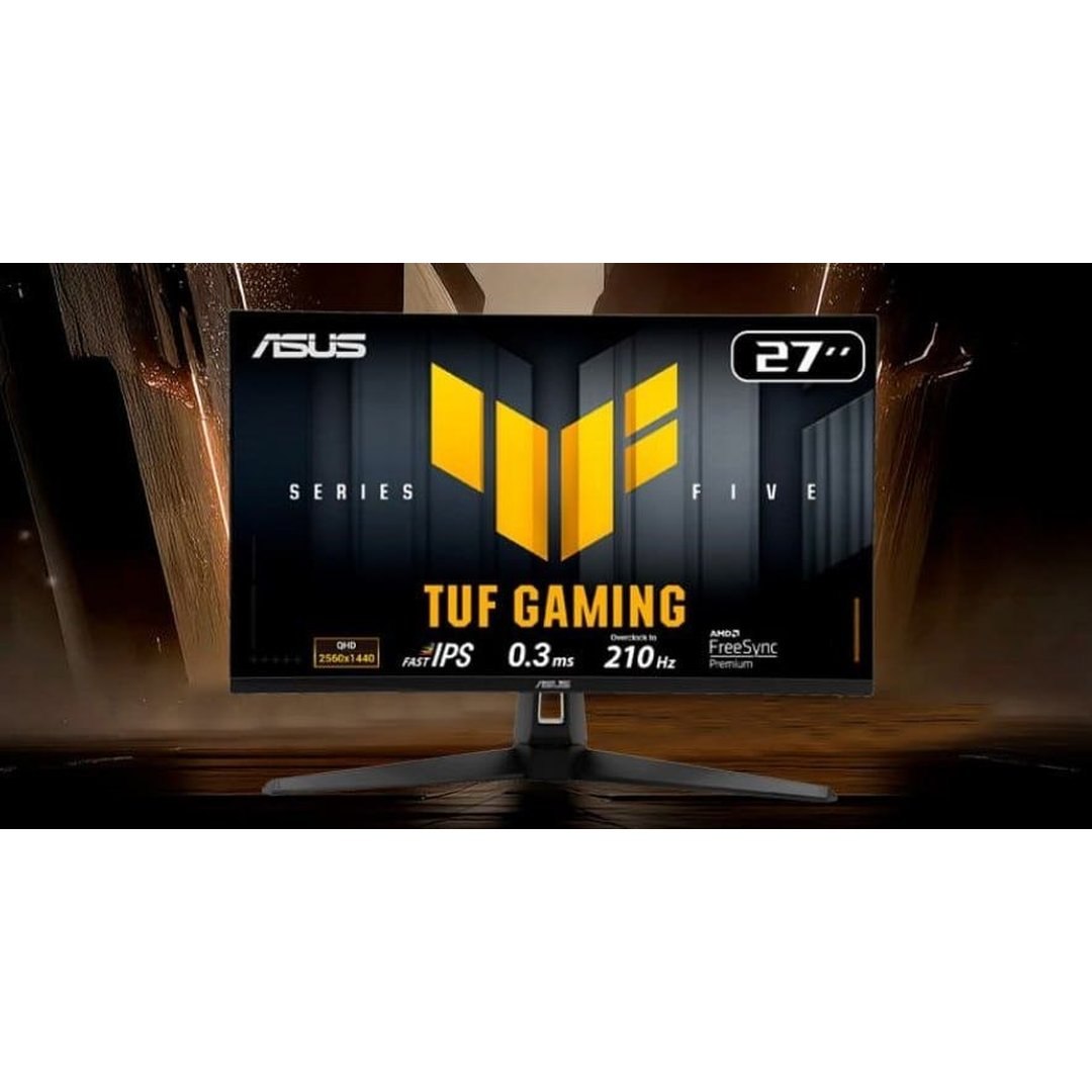 Monitor Gamer ASUS TUF 27", QHD, 210Hz, 0.3ms, Fast IPS, G-Sync Comp, FreeSync Premium, HDR10, Som Integrado