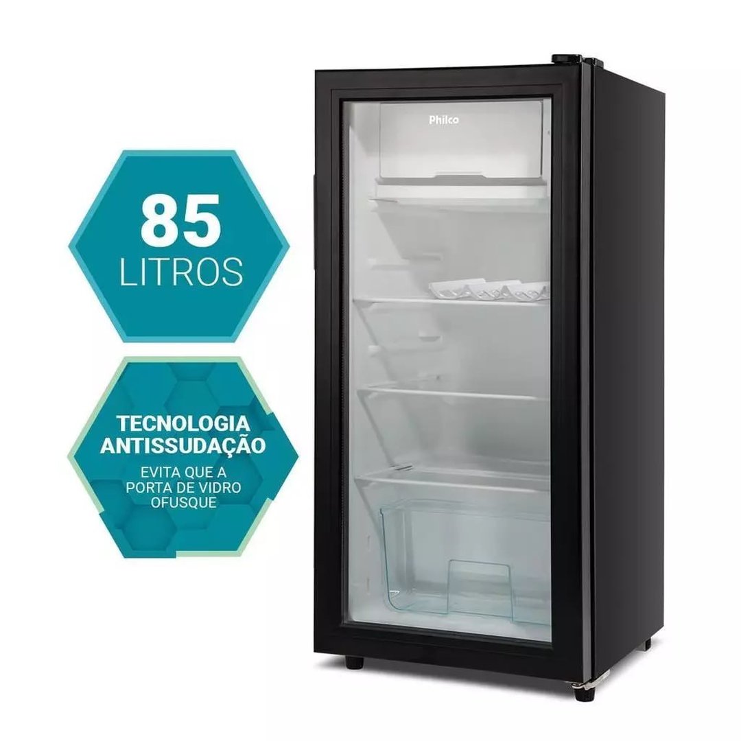 Frigobar Philco 85L Preto 7 Níveis de Temperatura PFG105PG