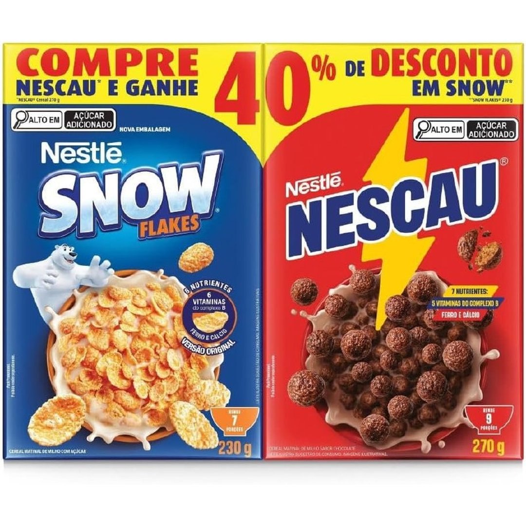 Kit Cereal Matinal Chocolate Nescau 210g + Snow Flakes 230g Mais Economia
