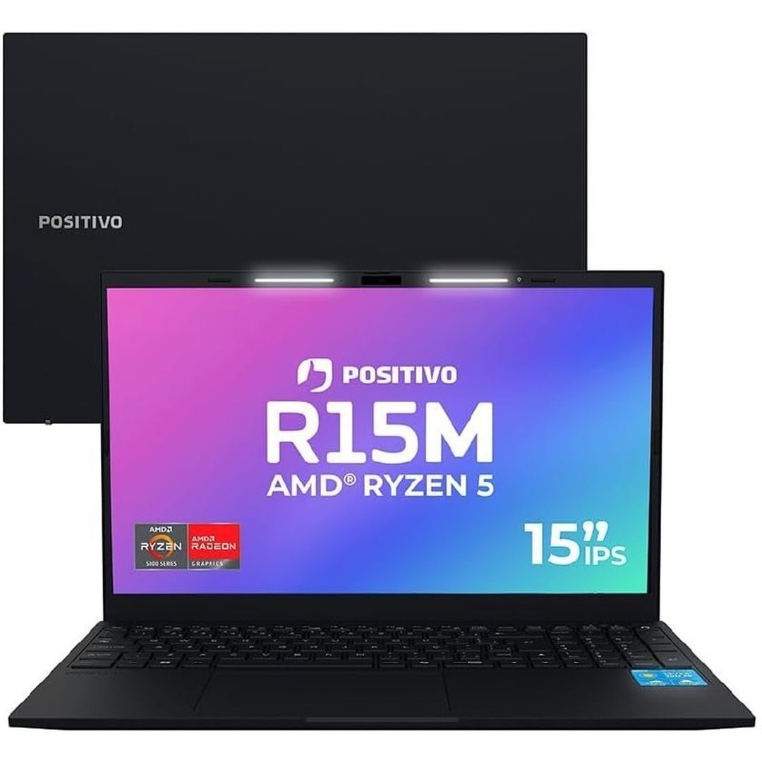 Notebook Positivo Vision R15M Ryzen 5 5625U 6/12 4.3GHz Zen 3 Radeon Vega 7 SSD NVME 256GB Ram 8GB Tela Full HD IPS 15,6" Ram/SSD expansiveis