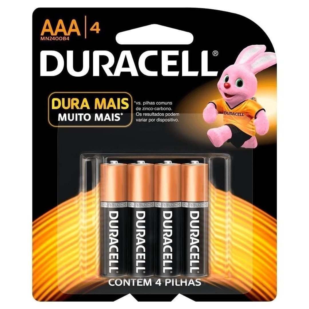 Pilha Alcalina Palito Duracell Aaa 4 Unidades