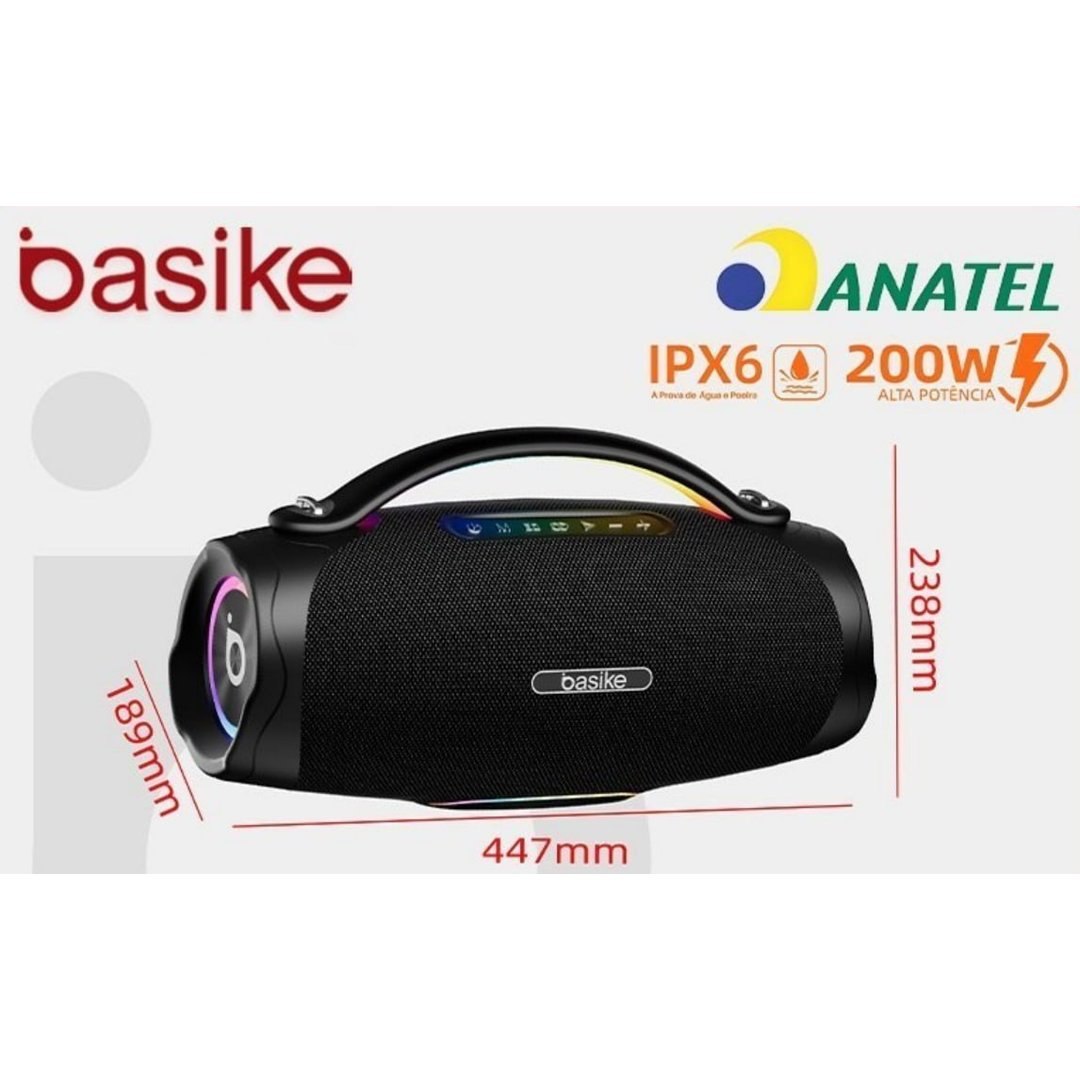 Basike alto-falante bluetooth 5.4 sem fio 200W Caixa Subwoofer Som Estéreo De Alta Fidelidade Party Ipx6