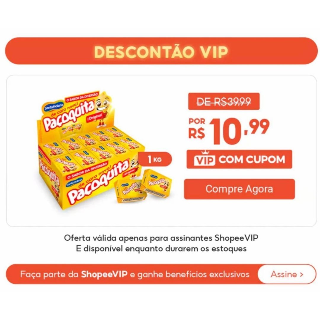 1kg paçoca por R$10 Shopee Vip