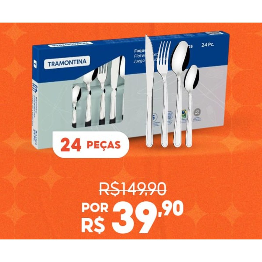 Kit Conjunto Jogo De Faqueiro Búzios 24 Peças Aço Inox Tramontina