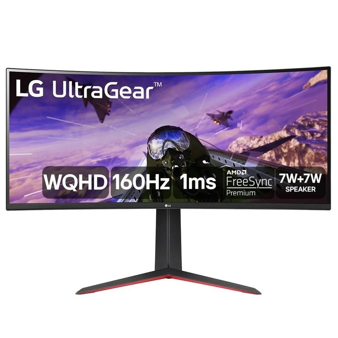Monitor LG Ultrawide Curvo Ultragear 34", QHD, VA, 21:9, 99% sRGB, Curva 1800R, 3440x1440, 160Hz, 1ms, HDR, FreeSync Premium, Speaker 7W + 7W, Calibrado na Fabrica, 34GP63A-Bgpcr