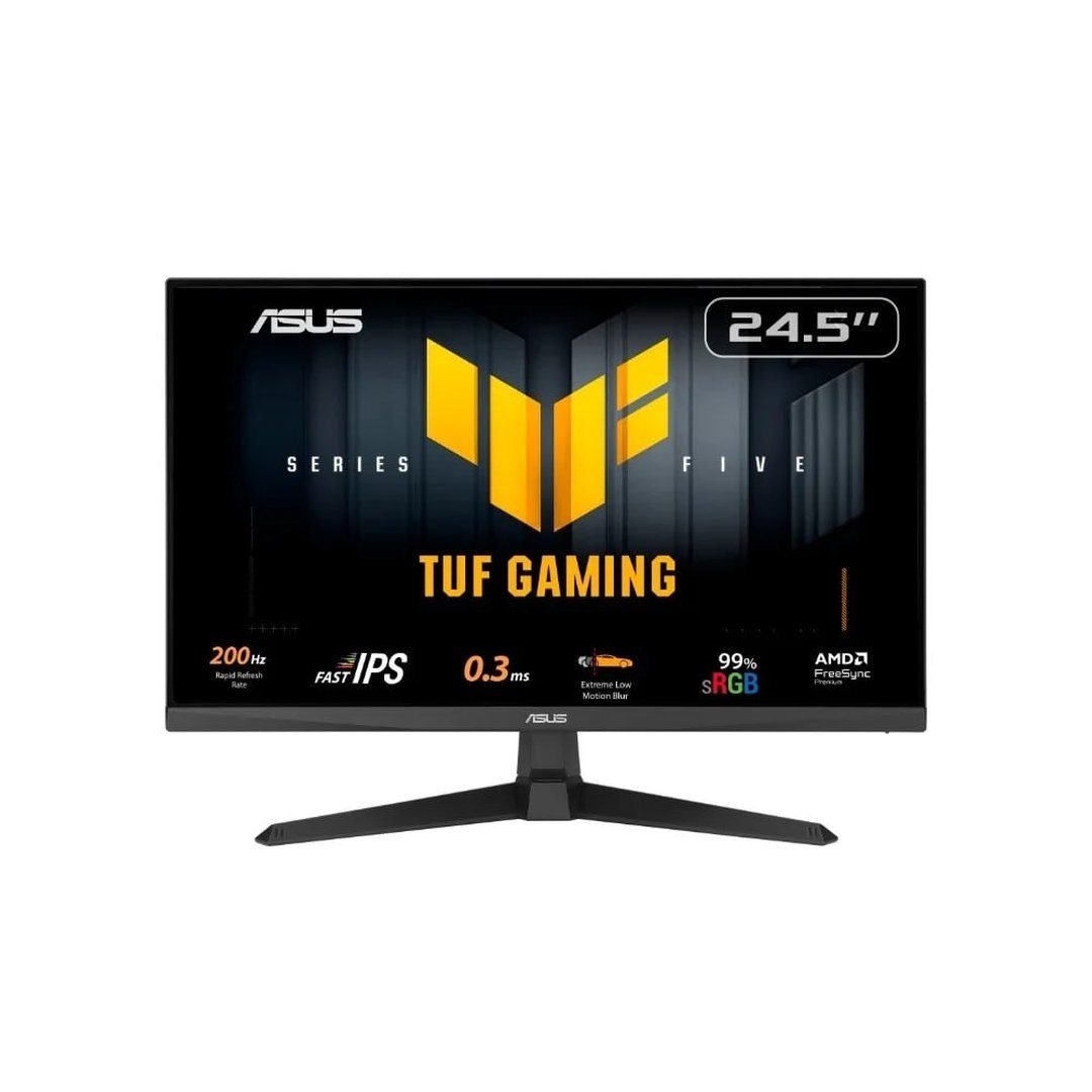 Monitor Gamer ASUS TUF 25", Full HD, 200Hz, 0.3ms, Fast IPS, VRR, G-Sync Comp, FreeSync Premium, HDR10, Som Integrado, Preto VG259Q5A