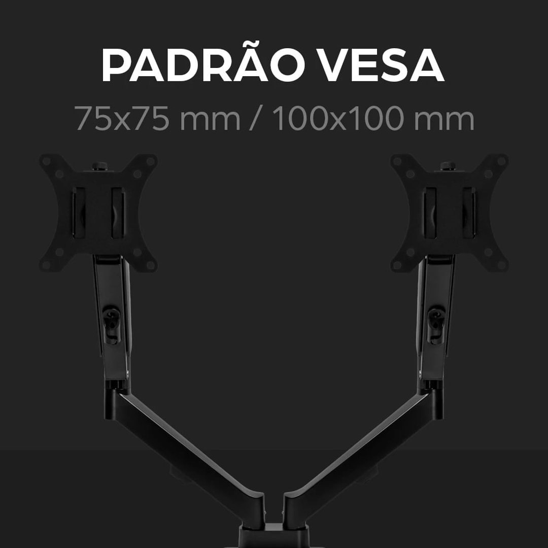 Suporte Articulado Para Dois Monitores Zinnia Nimbo 210, 13 Pol. a 32 Pol.
