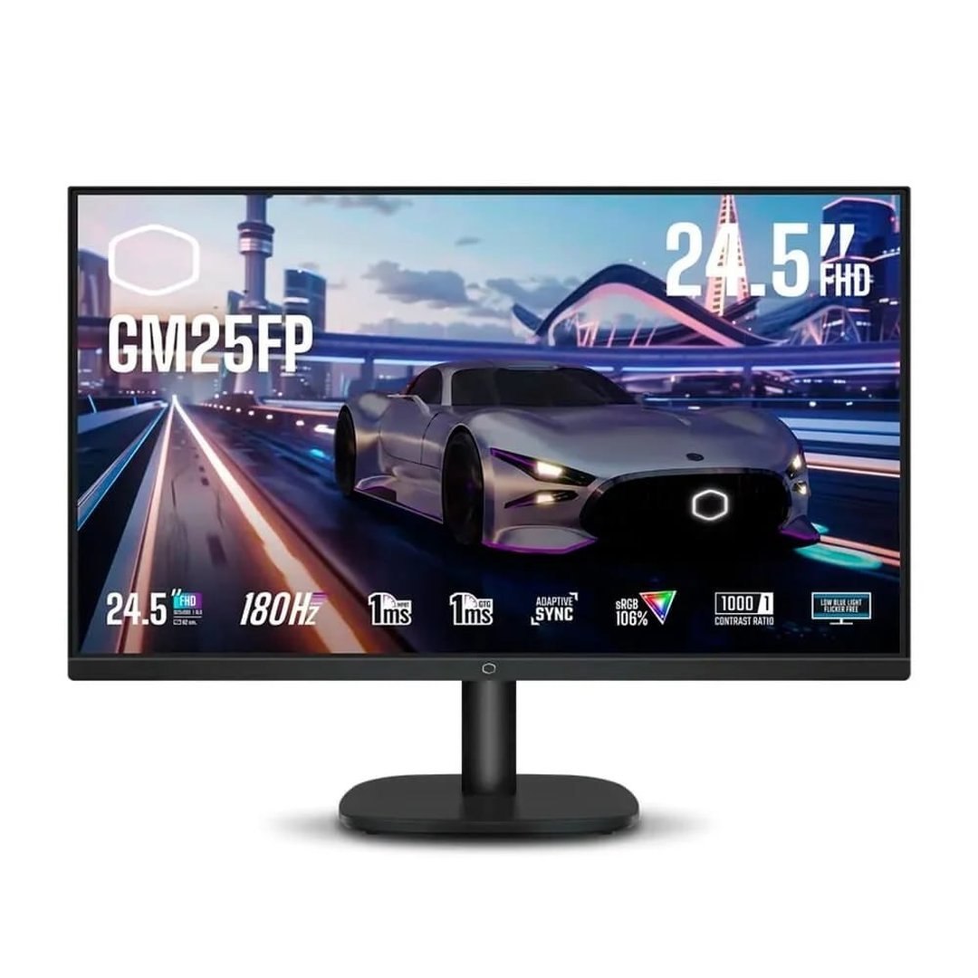 Monitor Gamer Cooler Master 24.5", FHD, 180Hz, 1ms, IPS, DisplayPort e HDMI, HDR, Adaptive Sync, Preto GM25FP