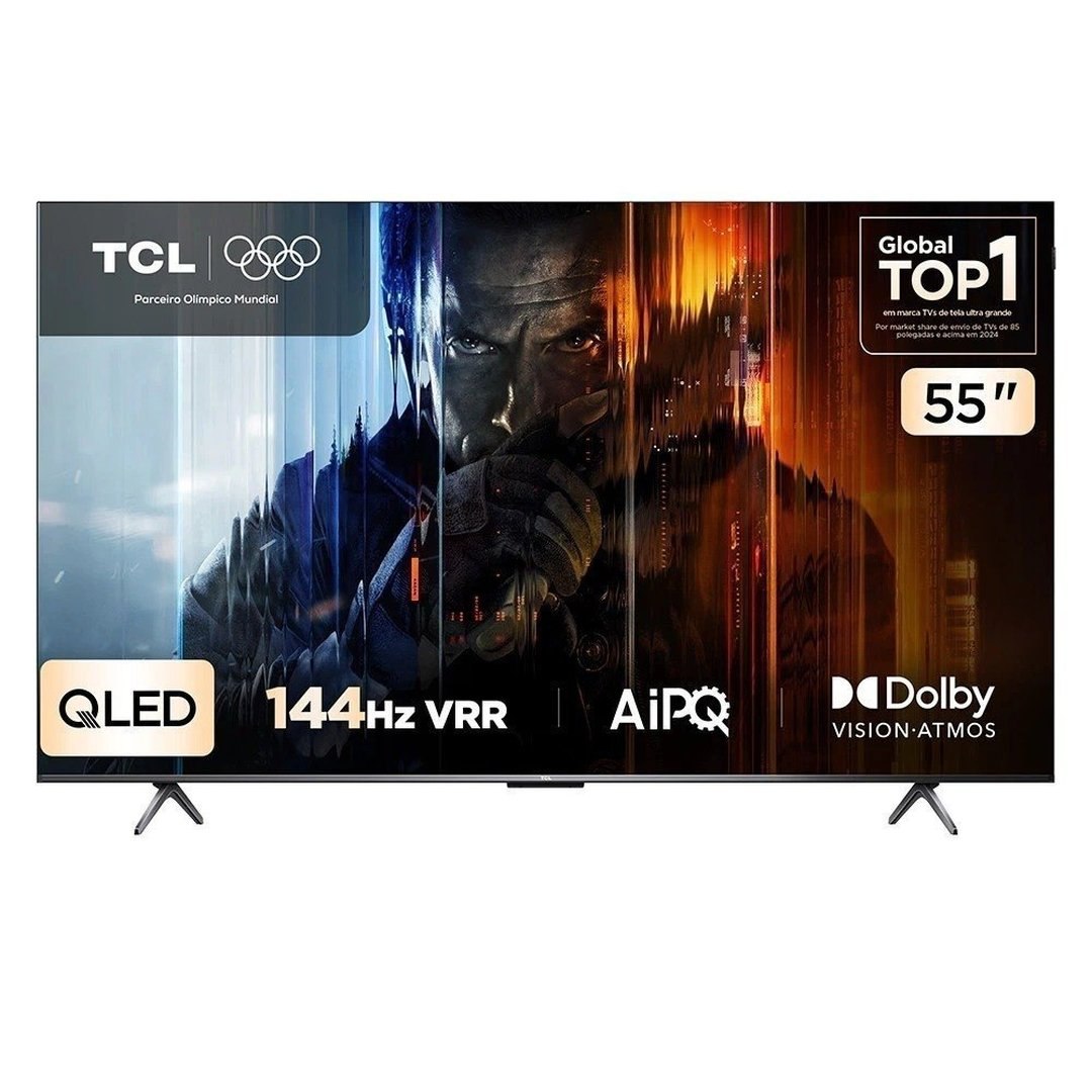 Smart Tv Tcl 55 Polegadas Qled 4K P8K WiFi Bluetooth Google TV 144Hz HDR10+ Dolby Atmos Vision 55P8K