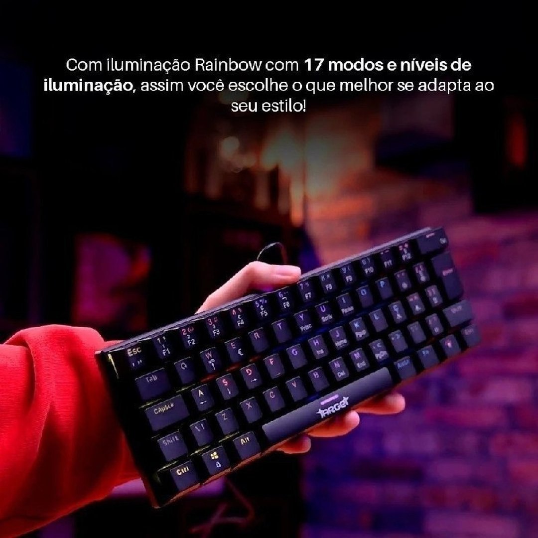 Teclado Mecanico TGT Sherman V3 C1, Rainbow, ABNT2, Switch Vermelho, Preto