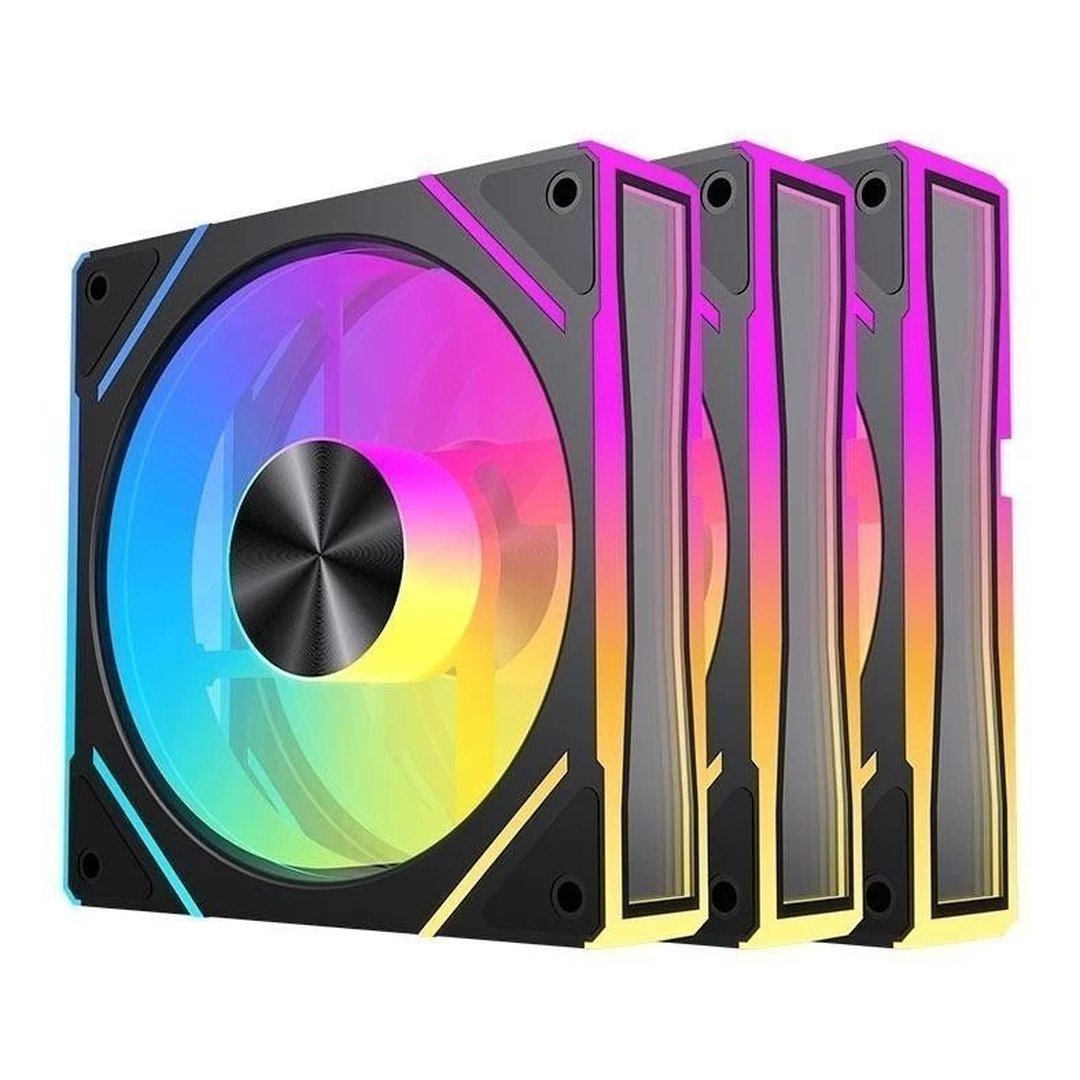 Kit Ventoinhas Acegeek Silverline, ARGB, 3x120mm, Preto, Ag-SILVERLINE3X1 Fluxo de ar: 60±10% CFM