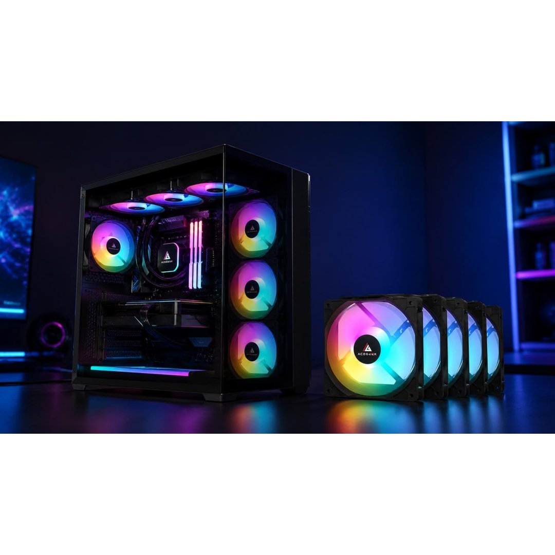 Kit Ventoinhas Acegeek RW12 5x1, Rainbow, 5x120mm, Preto, AG-RW12-5X1-BK