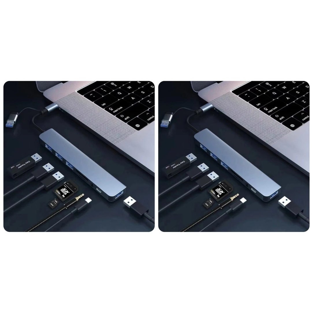 2x Hub USB Type C 8 Em 1 Com Leitor De Cartão Divisor 3.0 2.0 Sd Tf Docking Station Bombom