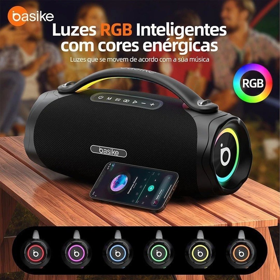 Basike alto-falante bluetooth 5.4 sem fio 200W Caixa Subwoofer Som Estéreo De Alta Fidelidade Party Ipx6,RAD180