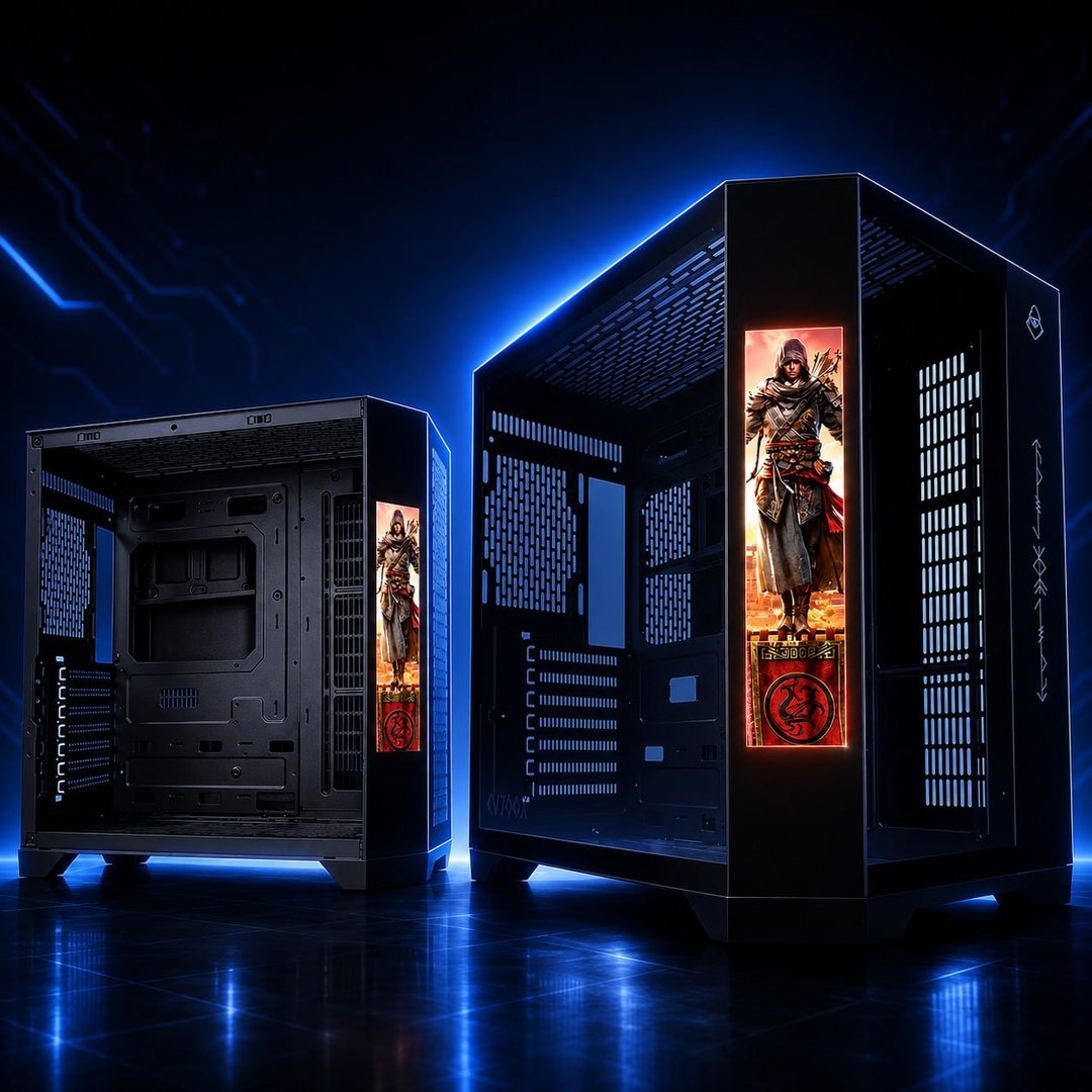 Gabinete Gamer Mancer CV700X, Mid-Tower, Lateral de Vidro, Com Tela Lcd