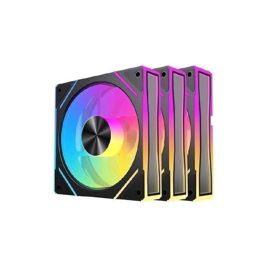 Kit Ventoinhas Acegeek Silverline, ARGB, 3x120mm, Preto, Ag-SILVERLINE3X1 Fluxo de Ar: 60±10% Cfm