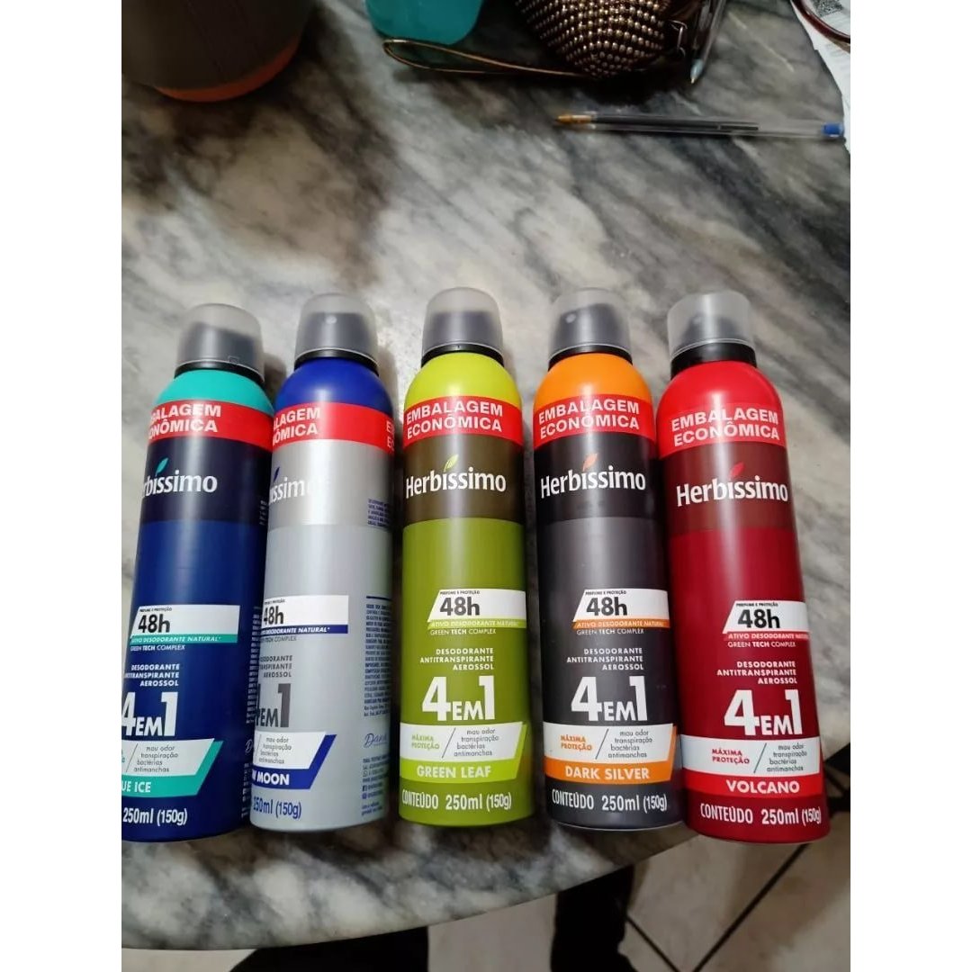 Kit 5unds. Desodorante Antitranspirante Aerossol Herbíssimo 250ml - Fragrâncias Variadas